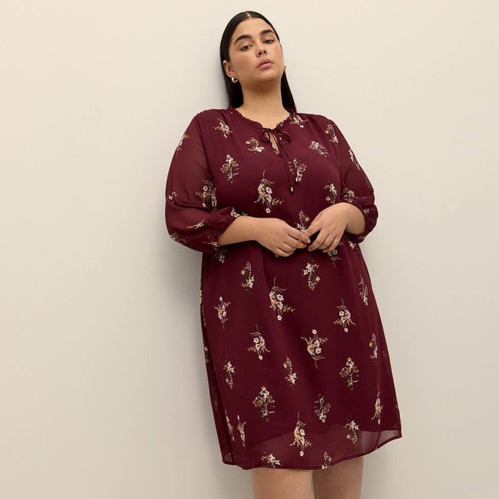 PENN Floral A-Line Dress with 3/4 Sleeves SIZE 4X